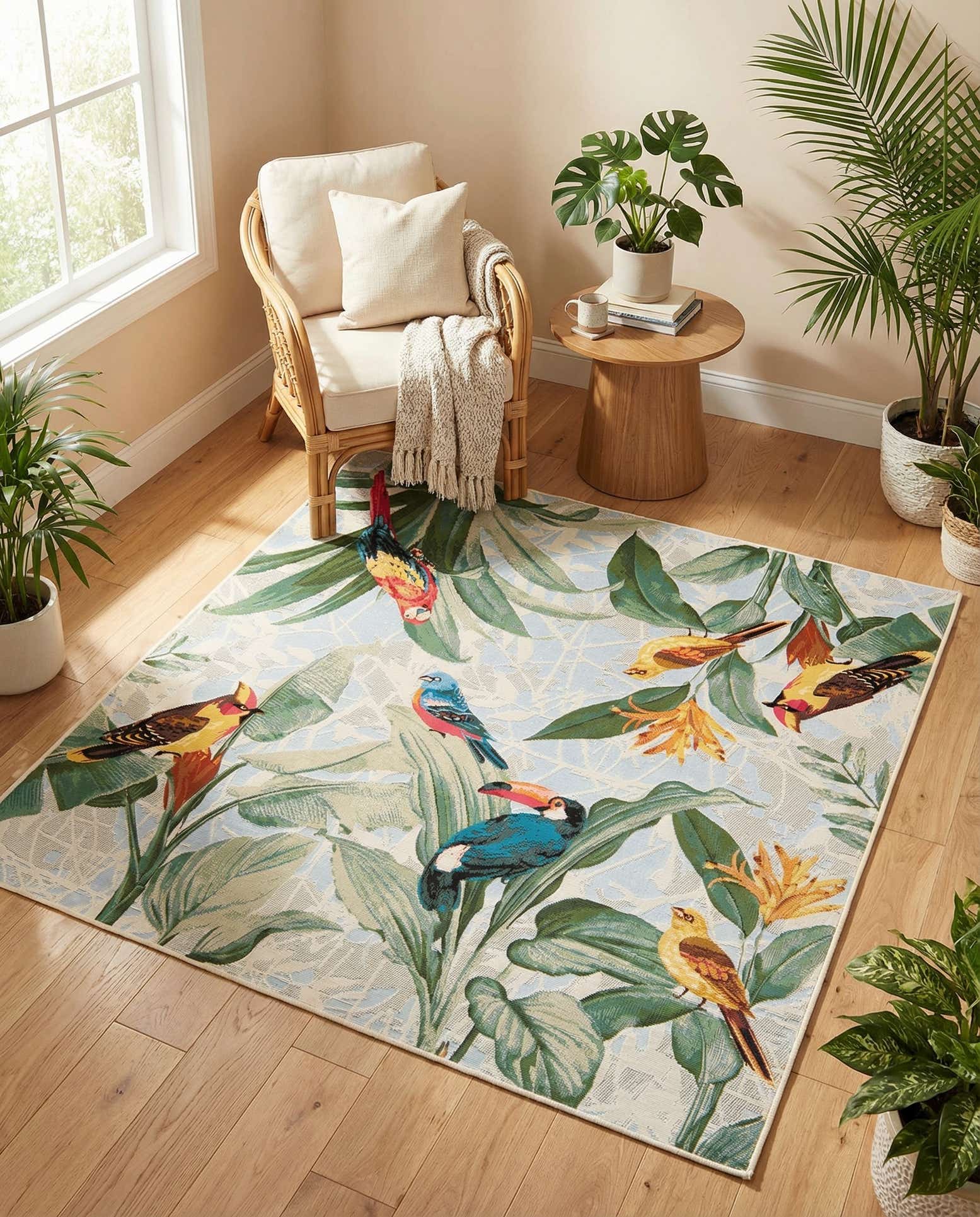 6' x 6' Easy-Clean Botanical Indoor / Outdoor Square Rug
