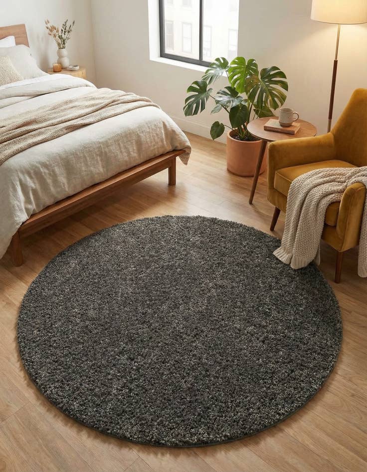 Detail image of 5' x 5' Soft Solid Shag Round Rug