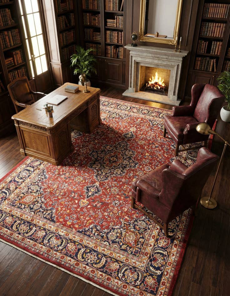 Detail image of 9' 10 x 12' 7 Hand Knotted Mashad Persian Wool Rug