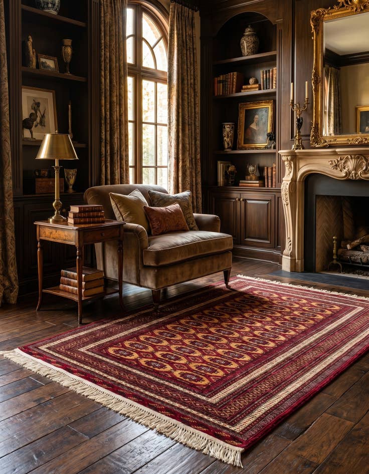 Detail image of 4' 2 x 5' 8 Hand Knotted Bokhara Oriental Wool Rug