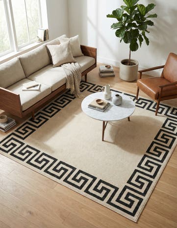 Beige and Gray Hera Square Rug