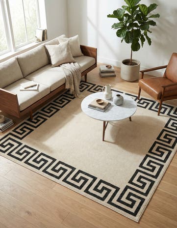 Beige and Gray Hera Square Rug