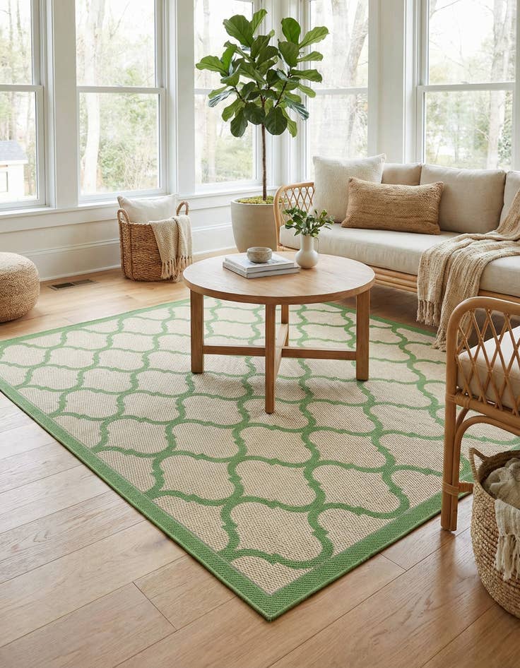 Detail image of 6' x 6' Washable Lattice Indoor / Outdoor Square Rug