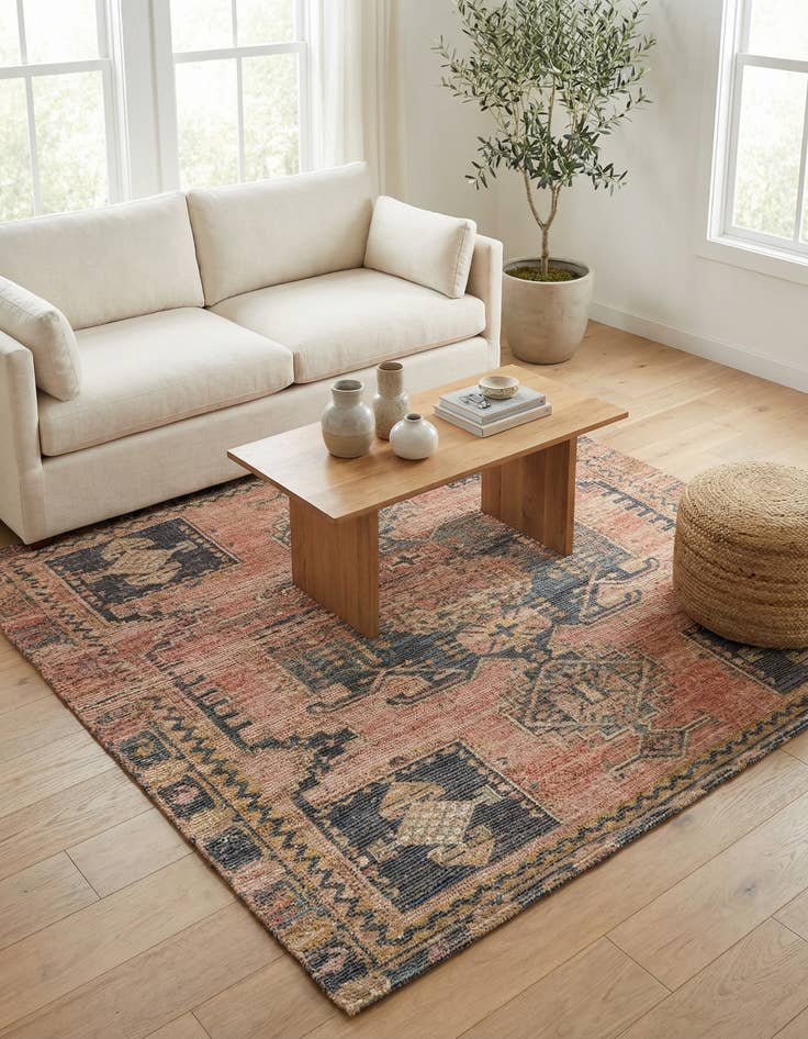 Detail image of 7' 10 x 7' 10  Hand Woven Chenille Jute Square Rug