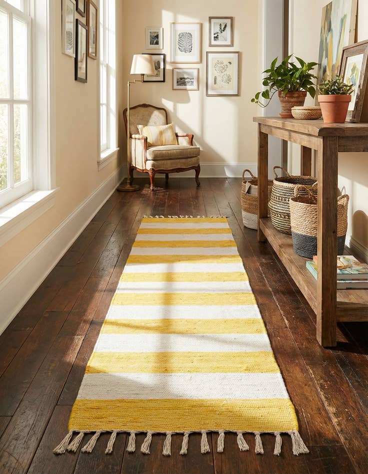 Detail image of 2' 2 x 10'  Hand Woven Chindi Rag Runner Rug