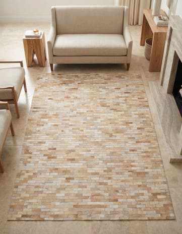 4' 8 x 6' 6 Cowhide Leather Rug