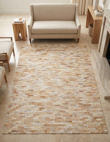 4' 8 x 6' 6 Cowhide Leather Rug