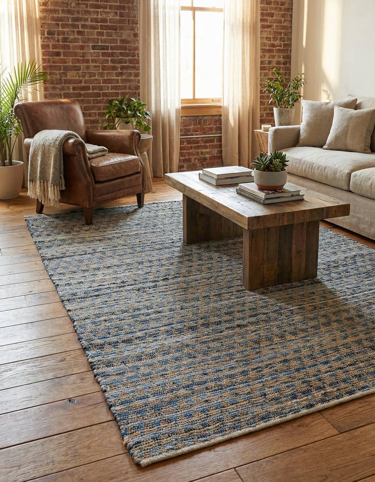 Detail image of 7' 1 x 10' Hand Woven Chindi Jute Rug