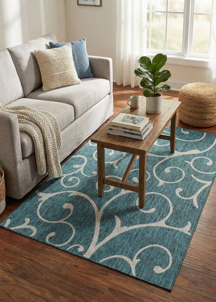 5' 3 x 8' Easy-Clean Botanical Indoor / Outdoor Rug