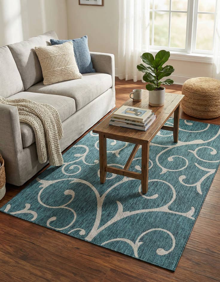 Detail image of 5' 3 x 8' Washable Botanical Indoor / Outdoor Rug