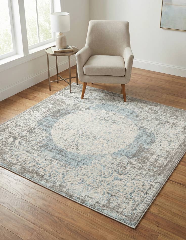 Detail image of 5' 3 x 5' 3 New Vintage Square Rug