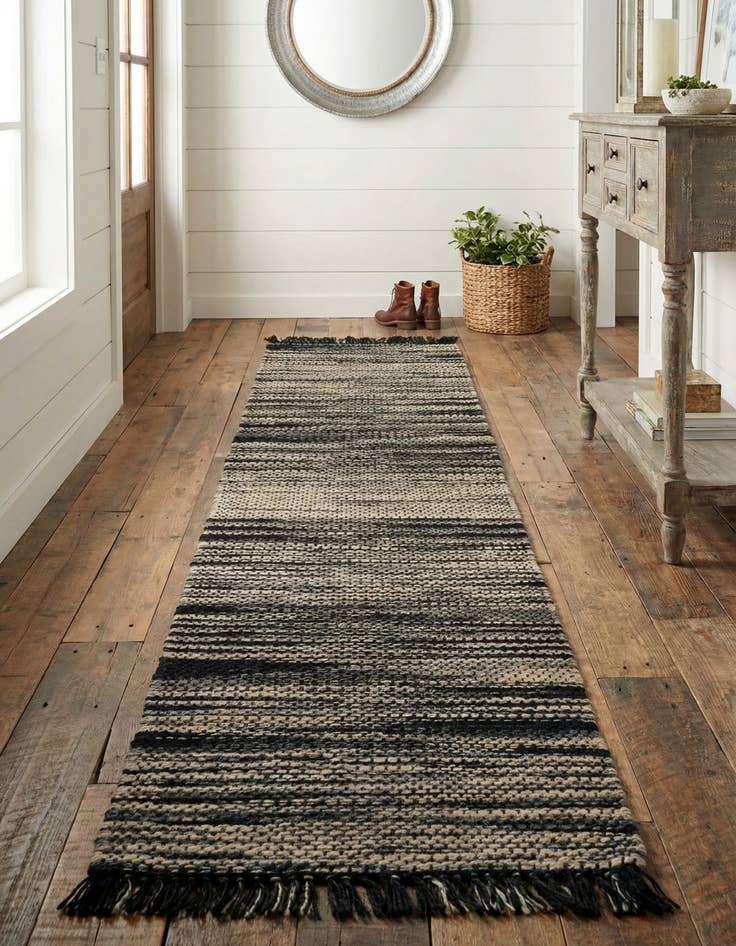 Detail image of 2' 7 x 12'  Hand Woven Chunky Jute Runner Rug