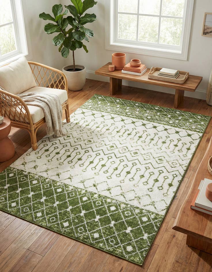 Detail image of  5' 3 x 8' Moroccan Trellis Rug