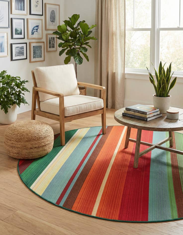 Detail image of 7' x 7' Washable Modern Indoor / Outdoor Round Rug