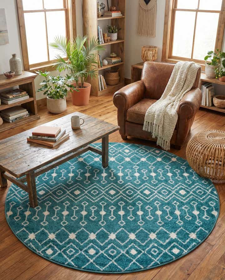 5' 3 x 5' 3 Moroccan Trellis Round Rug