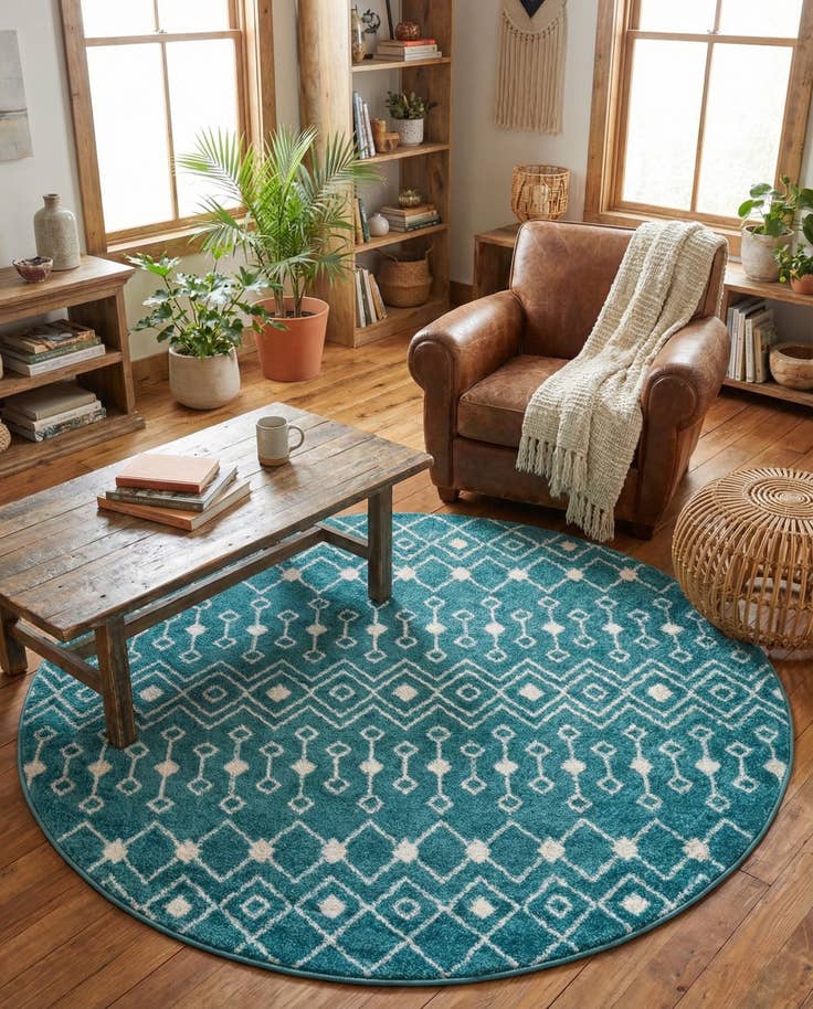 Detail image of 5' 3 x 5' 3 Moroccan Trellis Round Rug