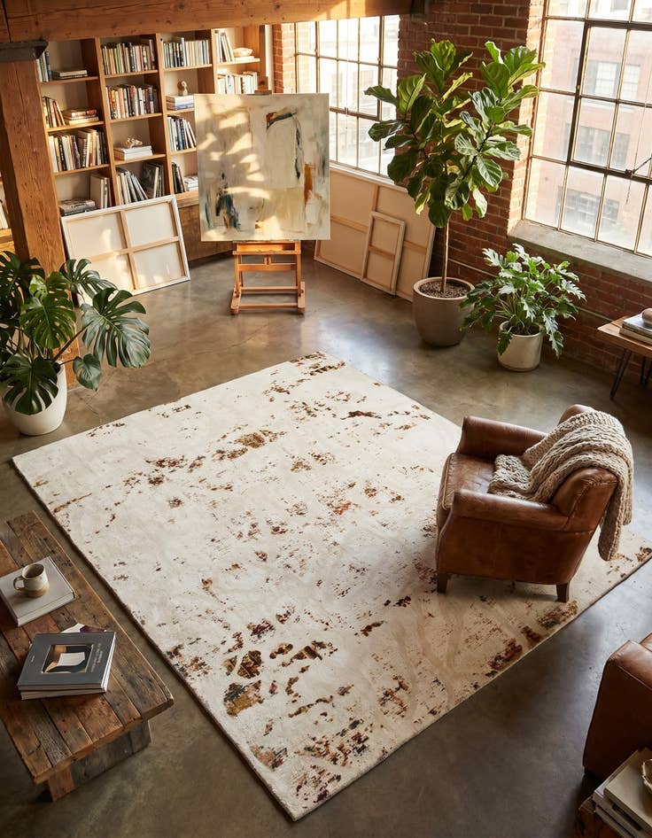 Detail image of 7' x 8' 2 Hand Knotted Ultra Vintage Persian Wool Square Rug