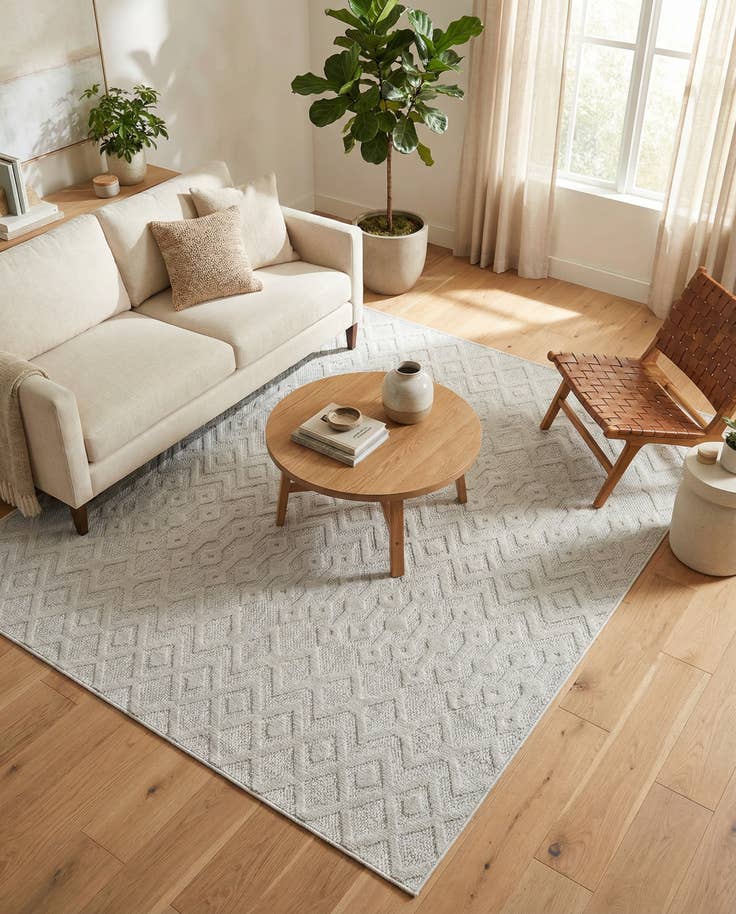 Detail image of 7' 10 x 7' 10 Easy-Clean Trellis Textured Indoor / Outdoor Square Rug