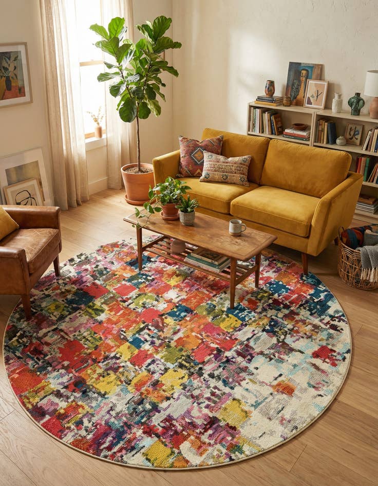 Detail image of 6' x 6' Washable Hyacinth Round Rug