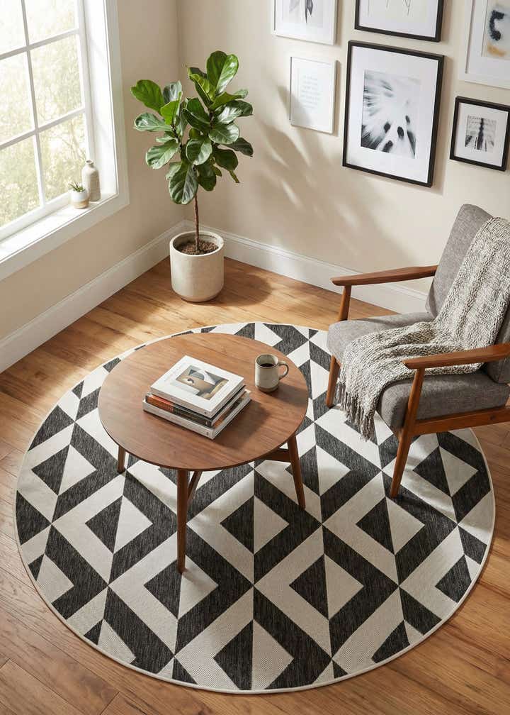 7' x 7' Easy-Clean Jill Zarin Indoor / Outdoor Round Rug