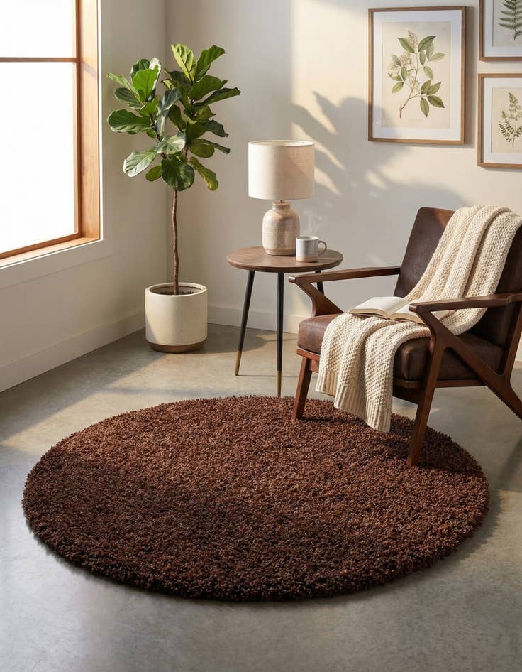 Detail image of 4' x 4' Solid Shag Round Rug
