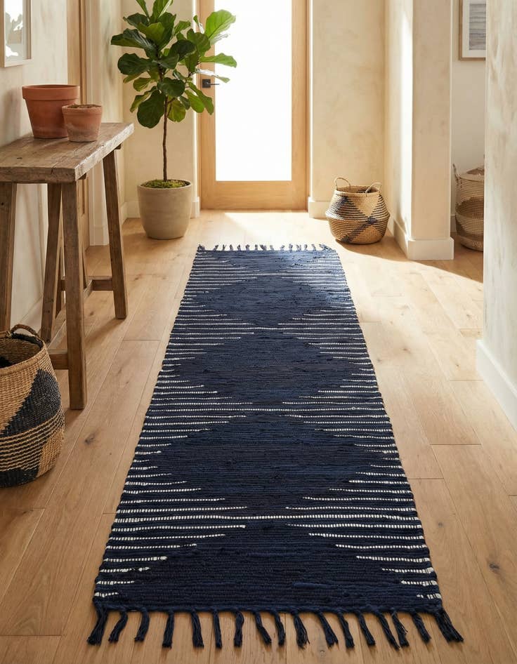 Detail image of 2' x 8' Hand Woven Chindi Cotton Runner Rug