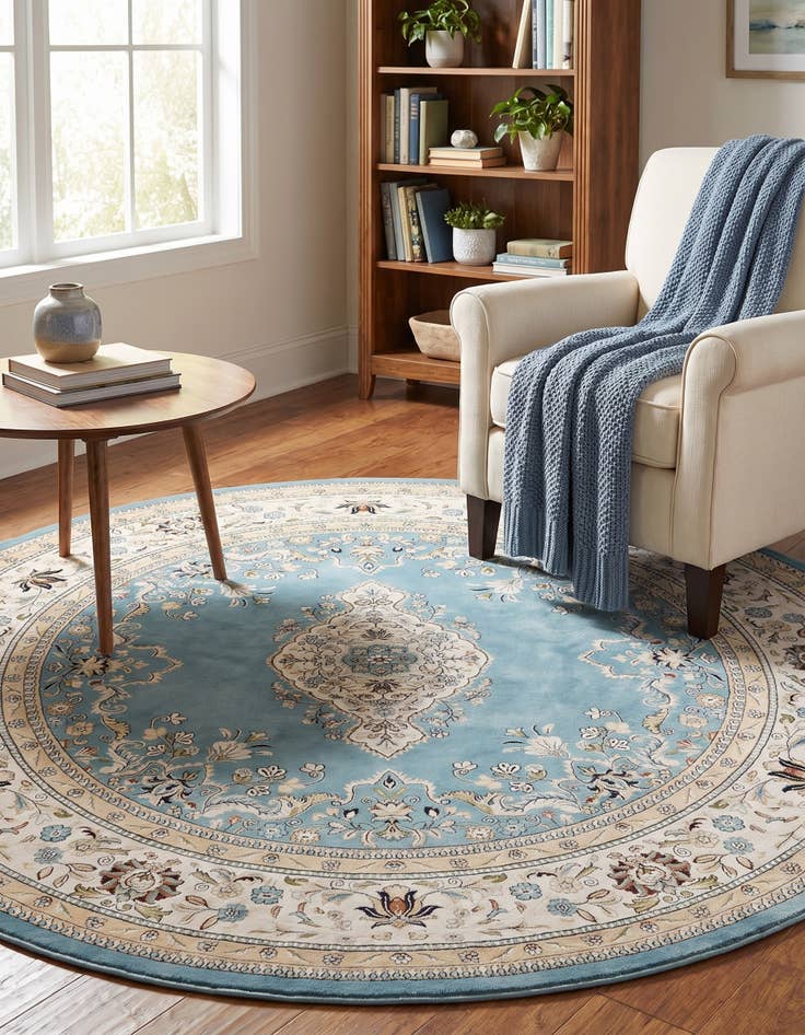 Detail image of 5' 3 x 5' 3 Nain Design Round Rug