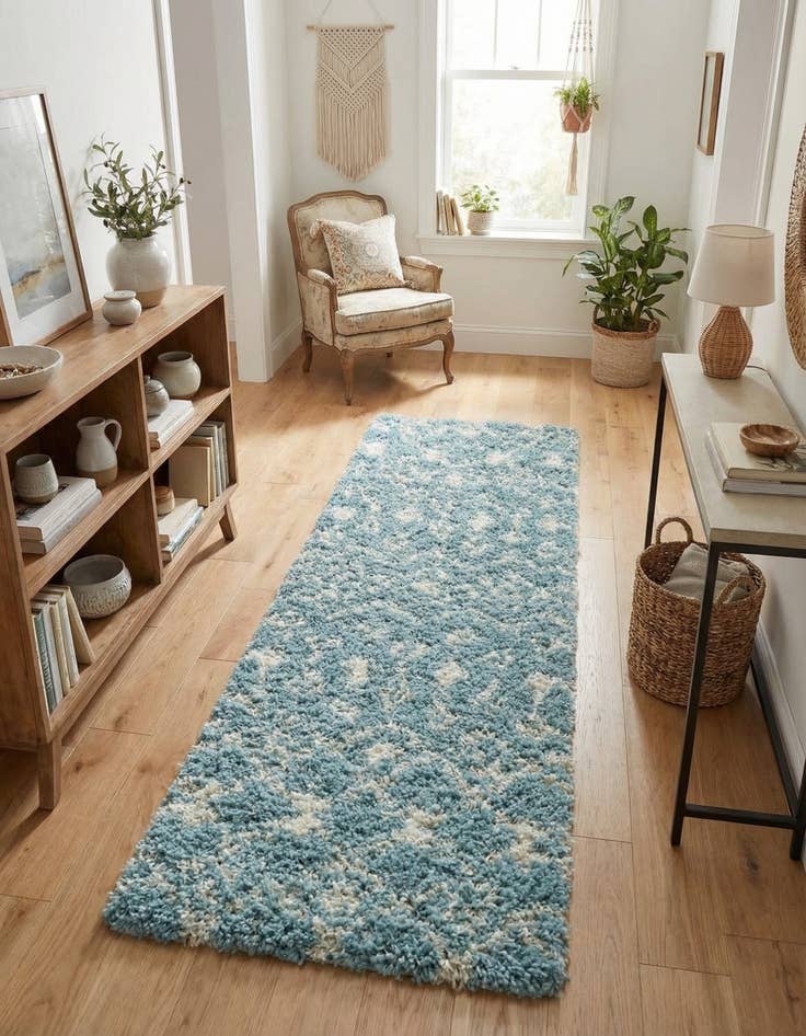 Detail image of 2' x 6' Moroccan Trellis Shag Runner Rug