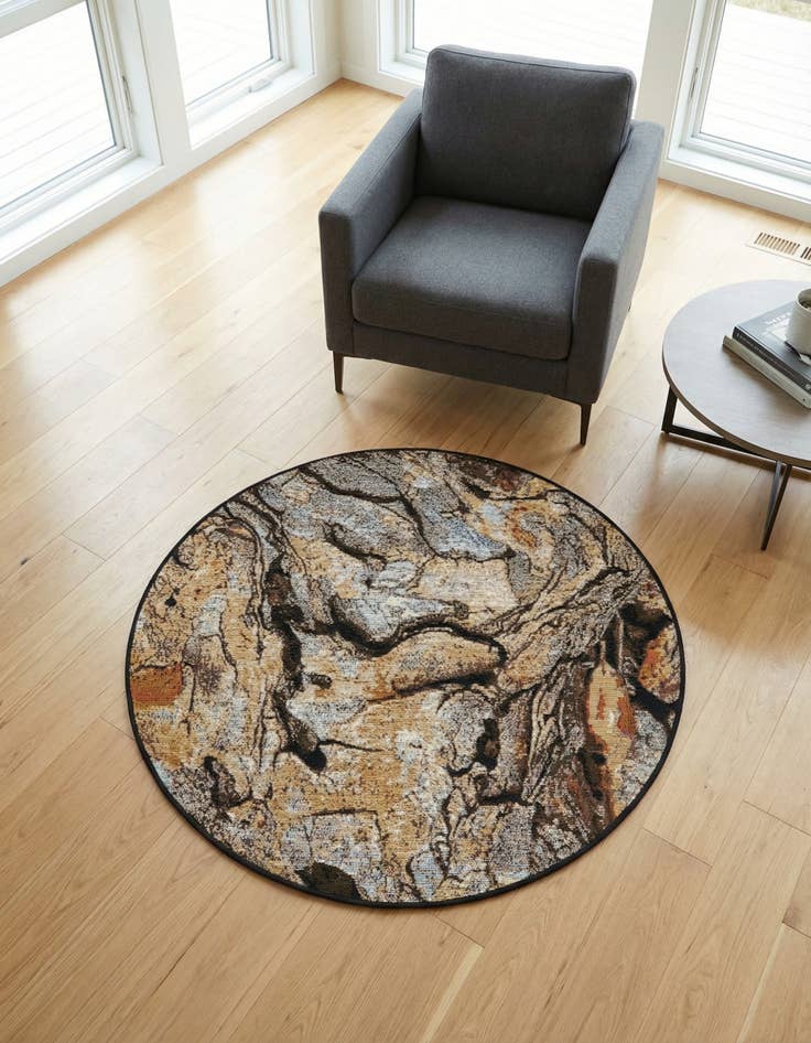 Detail image of 3' x 3' Easy-Clean Modern Indoor / Outdoor Round Rug