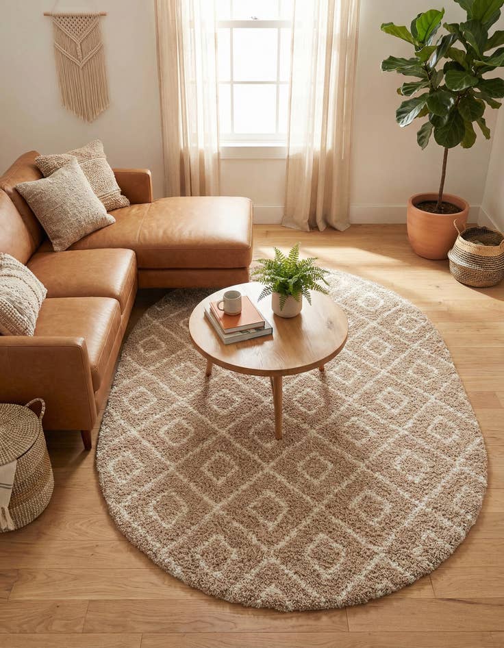 Detail image of  7' 10 x 10' Lattice Shag Oval Rug