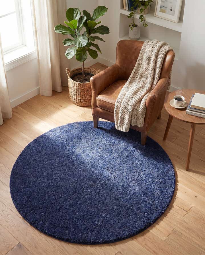 4' x 4' Solid Frieze Round Rug
