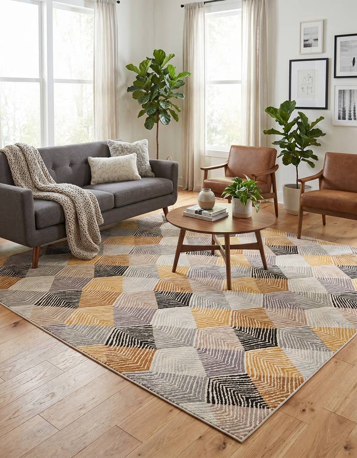 Detail image of 10' x 10' Easy-Clean Modern Indoor / Outdoor Square Rug