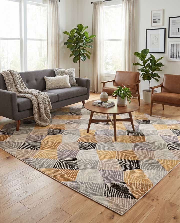10' x 10' Easy-Clean Modern Indoor / Outdoor Square Rug