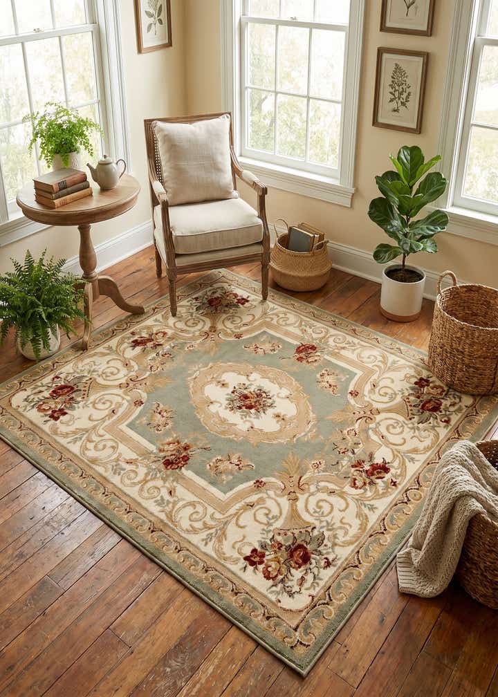6' x 6' Classic Aubusson Square Rug
