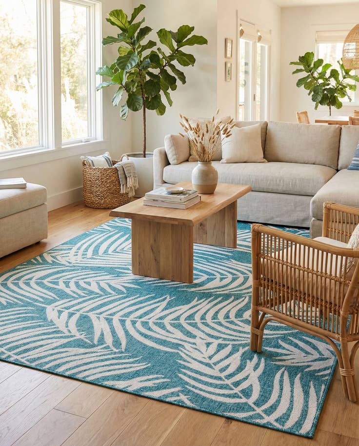 Detail image of 7' 10 x 10' Easy-Clean Botanical Indoor / Outdoor Rug