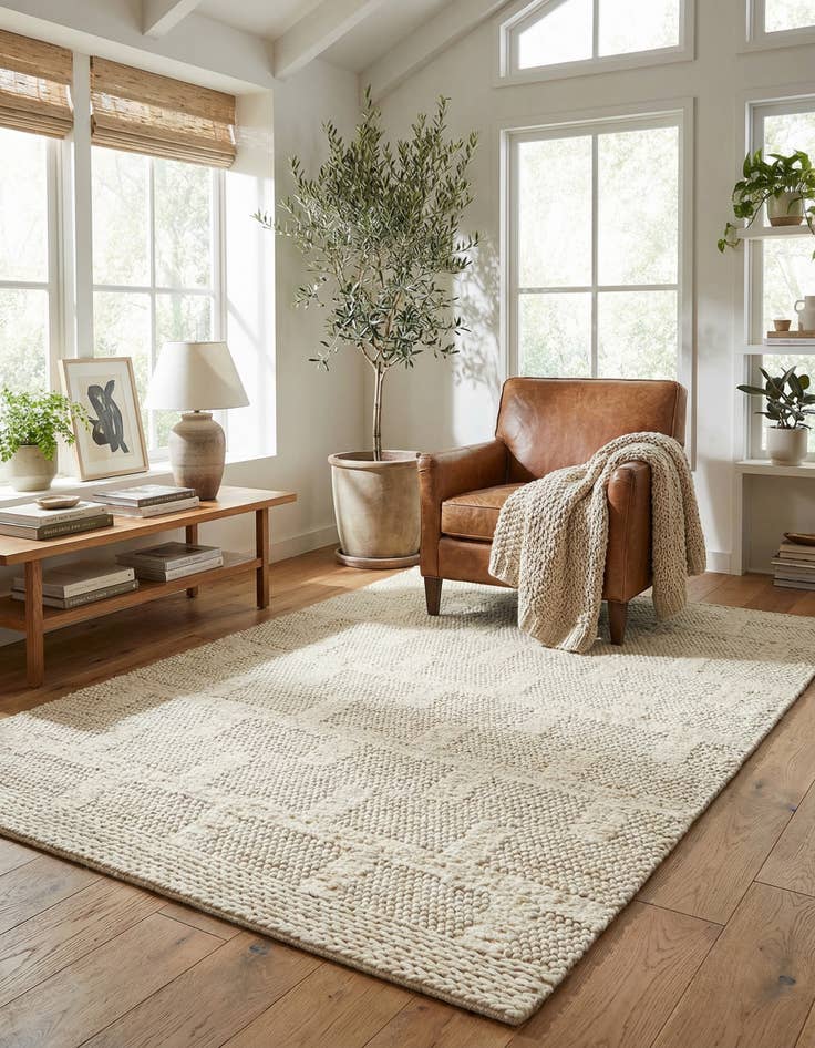 Detail image of 5' 1 x 8' Hand Woven Lana New Zealand Wool Rug