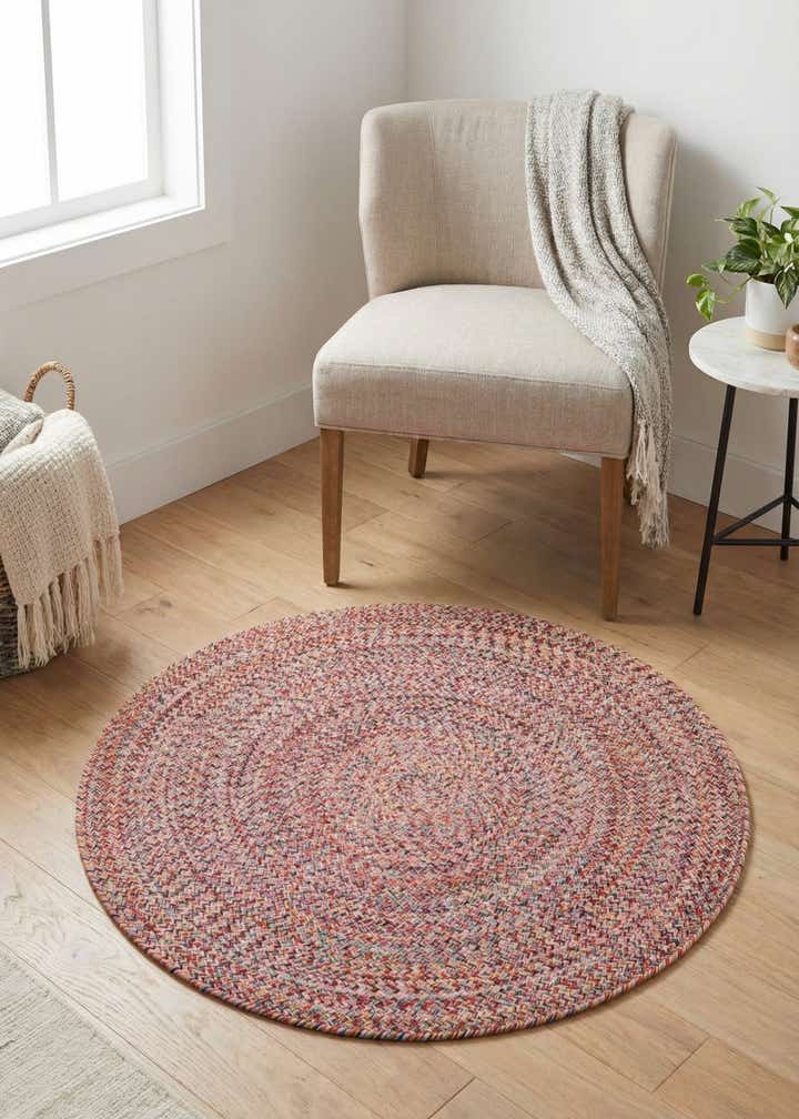 3' 3 x 3' 3 Easy-Clean Eco Verse Washable Indoor / Outdoor Round Rug