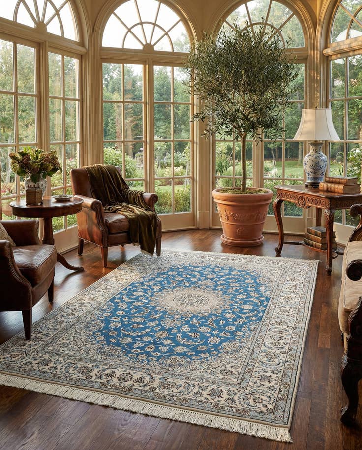 Detail image of 4' 10 x 7' 11 Hand Knotted Nain Rug