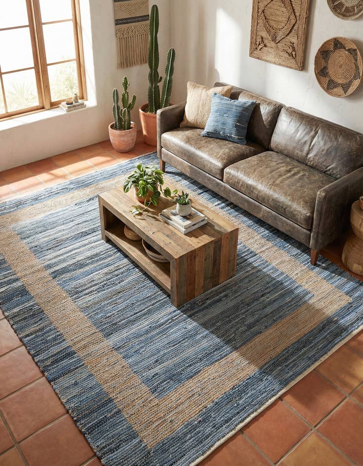 Detail image of 7' 1 x 10'  Hand Woven Chindi Jute Rug