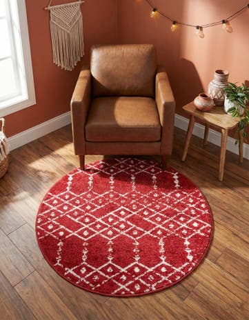 Raspberry Pink Paxon Trellis Round Rug