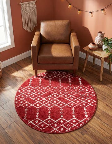 Raspberry Pink Paxon Trellis Round Rug
