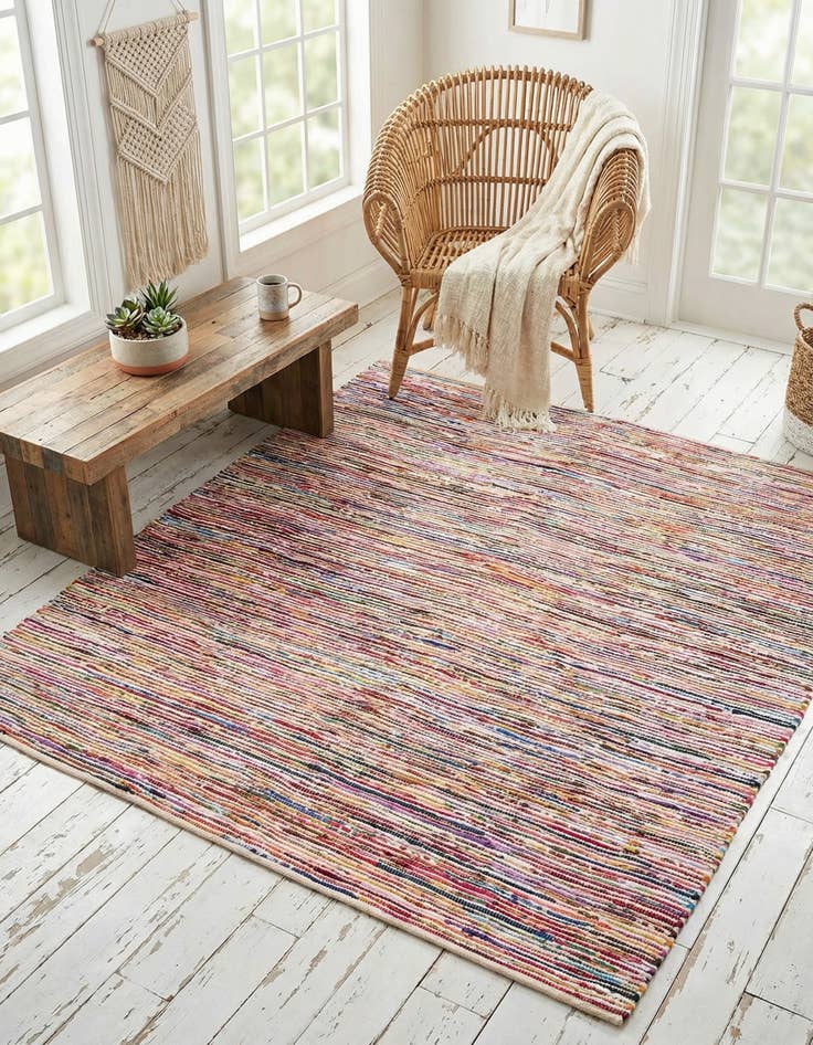 Detail image of 7' 10 x 7' 10  Hand Woven Chindi Cotton Square Rug