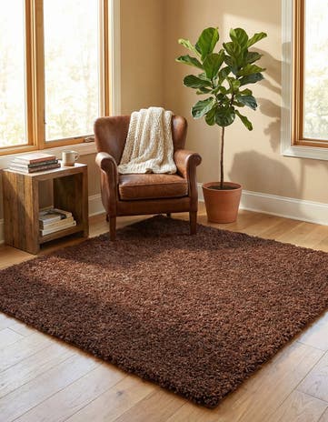 5' x 5' Solid Shag Square Rug