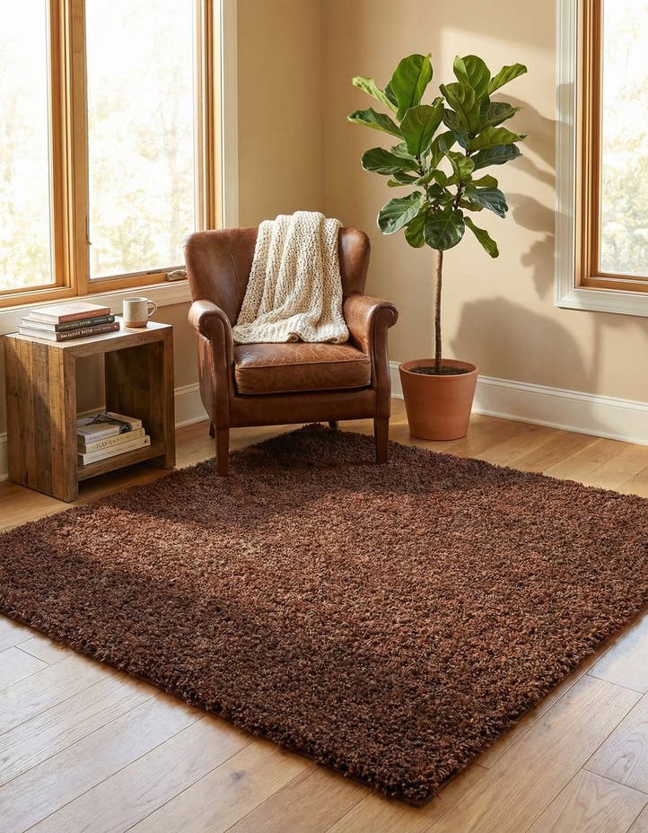 5' 3 x 5' 3 Solid Shag Square Rug
