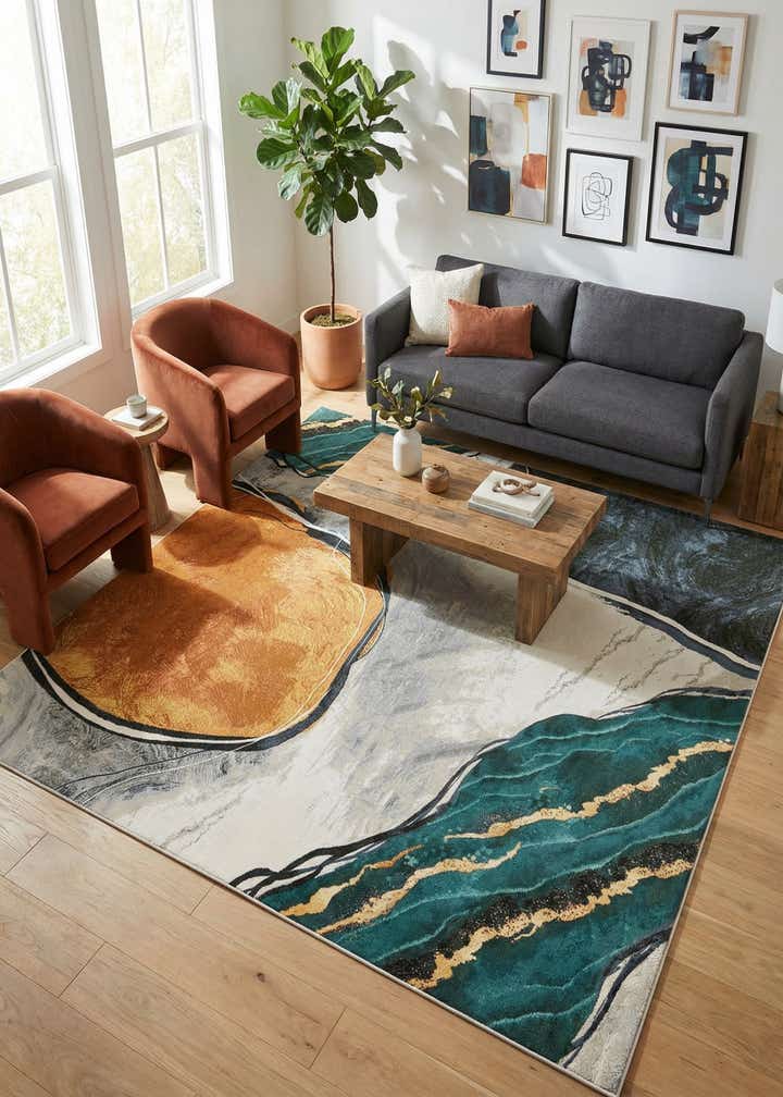 10' x 10' Easy-Clean Modern Indoor / Outdoor Square Rug