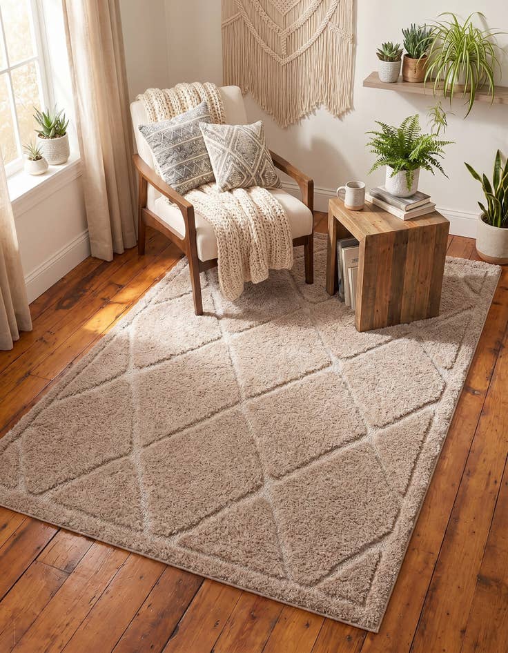 Detail image of 5' x 8' Lattice Shag Rug