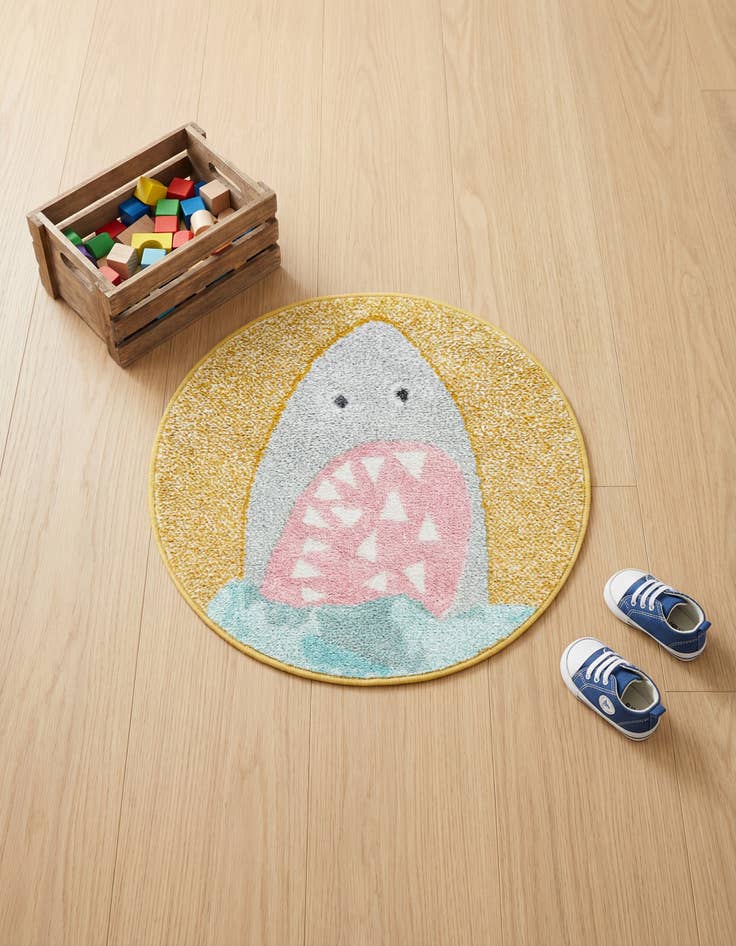 Detail image of 2' 2 x 2' 2 Shark Whimsy Kids Round Rug