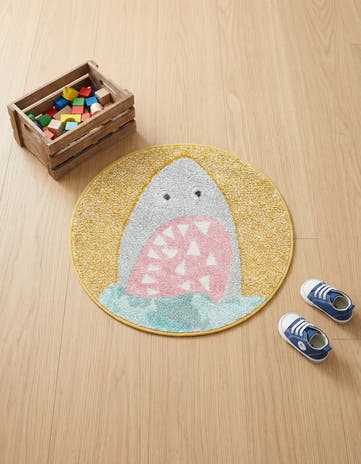 2' 2 x 2' 2 Shark Whimsy Kids Round Rug