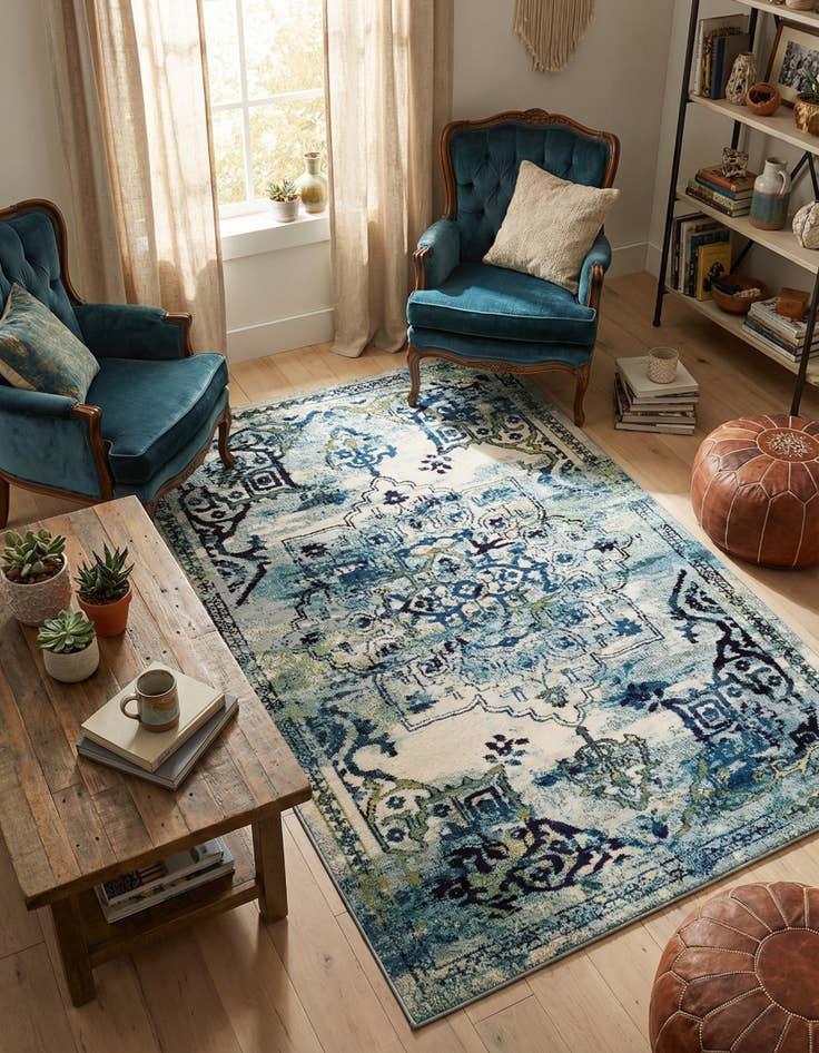 Detail image of 5' x 8' Washable Fleur Rug