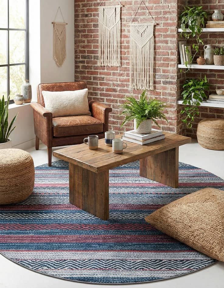 Detail image of 7' 10 x 7' 10  Washable Yara Round Rug